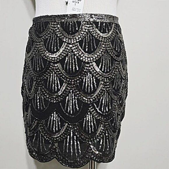 Black Silver Glam Skirt L FOREVER 21 Mini New Barbiecore Princesscore Holiday - Picture 5 of 11